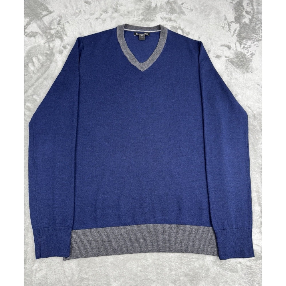 Banana Republic 100% Merino Wool Sweater Mens Large Tall LT V-Neck Pullover Read